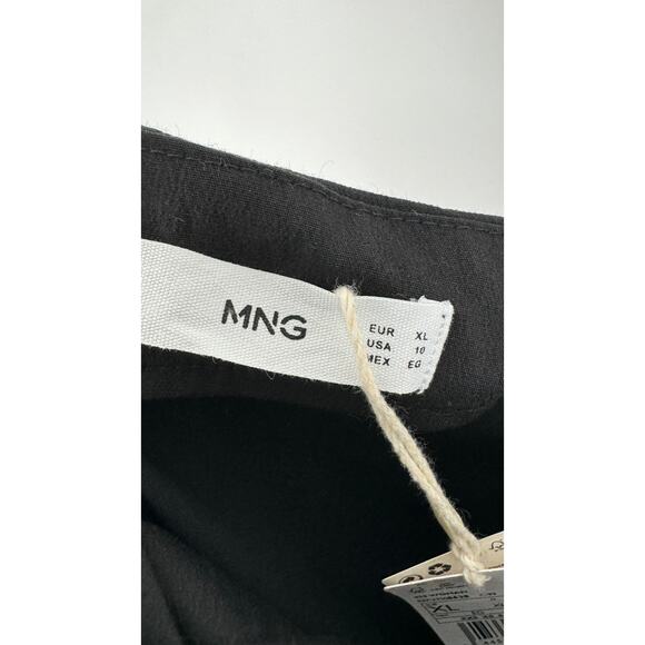 MNG Mango Ruched Midi Dress Womens Size 10 Square Neck New Black Sleeveless - Picture 8 of 16